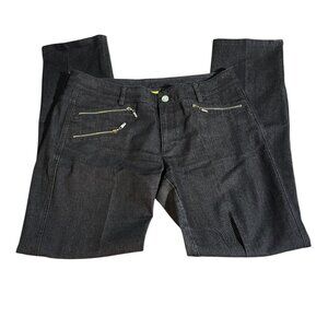 ST. JOHN YELLOW LABEL Black Denim Jeans Zippers Sz 6